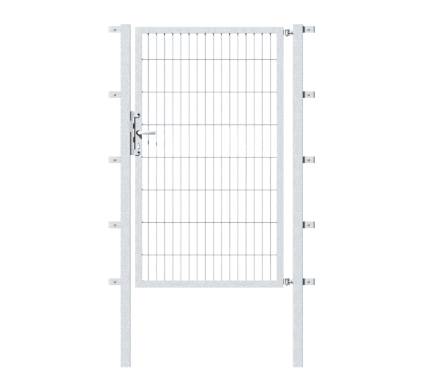 Single gate Flexo, type 6/5/6, Material: raw steel, Surface: hot-dip galvanised passivated, for setting in concrete, Nominal width: 1500 mm, Clear width: 1515 mm, Clearance width: 1401 mm, Height: 800 mm, Post length: 1500 mm, Post thickness: 80 x 80 mm, Frame width: 1425 mm, Frame thickness: 40 x 40 mm, Mesh width: 50 x 200 mm, 15-year warranty against rusting through