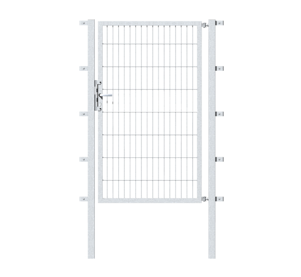 Single gate Flexo, type 6/5/6, Material: raw steel, Surface: hot-dip galvanised passivated, for setting in concrete, Nominal width: 1500 mm, Clear width: 1515 mm, Clearance width: 1401 mm, Height: 1000 mm, Post length: 1700 mm, Post thickness: 80 x 80 mm, Frame width: 1425 mm, Frame thickness: 40 x 40 mm, Mesh width: 50 x 200 mm, 15-year warranty against rusting through