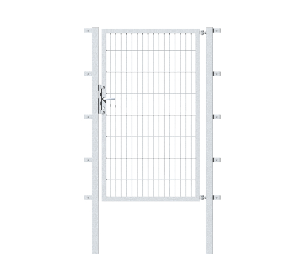Single gate Flexo, type 6/5/6, Material: raw steel, Surface: hot-dip galvanised passivated, for setting in concrete, Nominal width: 2000 mm, Clear width: 2015 mm, Clearance width: 1901 mm, Height: 800 mm, Post length: 1500 mm, Post thickness: 80 x 80 mm, Frame width: 1925 mm, Frame thickness: 40 x 40 mm, Mesh width: 50 x 200 mm, 15-year warranty against rusting through