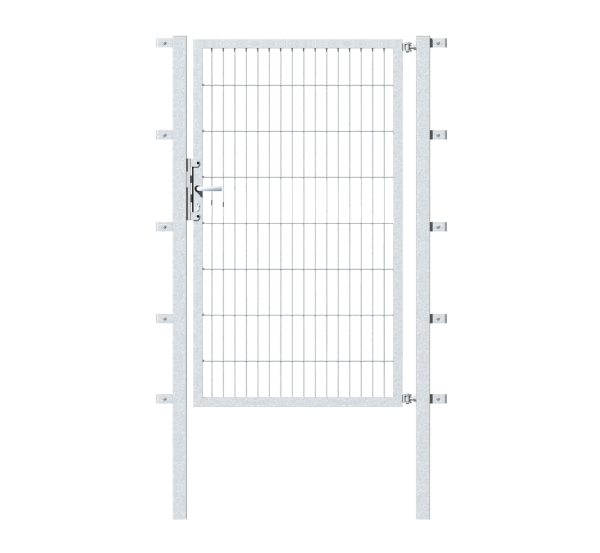 Single gate Flexo, type 6/5/6, Material: raw steel, Surface: hot-dip galvanised passivated, for setting in concrete, Nominal width: 2000 mm, Clear width: 2015 mm, Clearance width: 1901 mm, Height: 1000 mm, Post length: 1700 mm, Post thickness: 80 x 80 mm, Frame width: 1925 mm, Frame thickness: 40 x 40 mm, Mesh width: 50 x 200 mm, 15-year warranty against rusting through