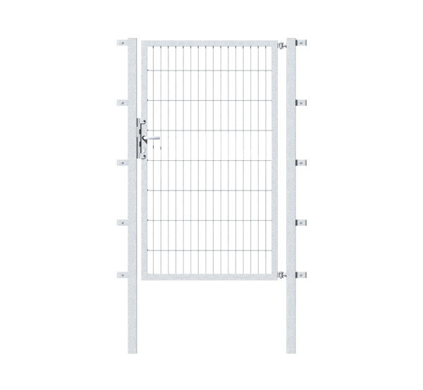 Single gate Flexo, type 6/5/6, Material: raw steel, Surface: hot-dip galvanised passivated, for setting in concrete, Nominal width: 2000 mm, Clear width: 2015 mm, Clearance width: 1901 mm, Height: 1200 mm, Post length: 1900 mm, Post thickness: 80 x 80 mm, Frame width: 1925 mm, Frame thickness: 40 x 40 mm, Mesh width: 50 x 200 mm, 15-year warranty against rusting through