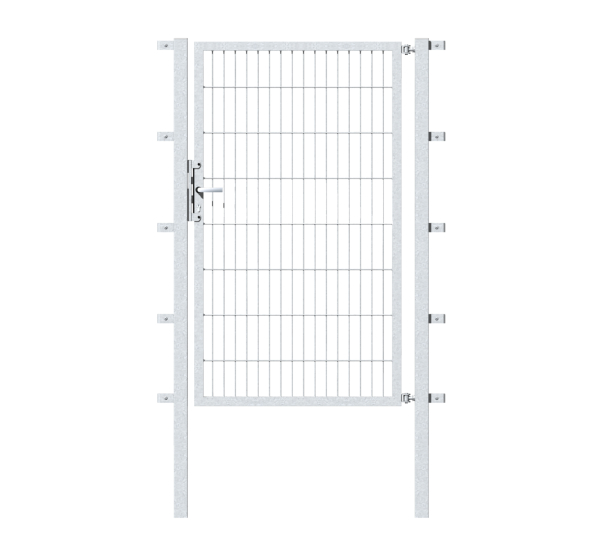 Single gate Flexo, type 6/5/6, Material: raw steel, Surface: hot-dip galvanised passivated, for setting in concrete, Nominal width: 2000 mm, Clear width: 2015 mm, Clearance width: 1901 mm, Height: 1600 mm, Post length: 2300 mm, Post thickness: 80 x 80 mm, Frame width: 1925 mm, Frame thickness: 40 x 40 mm, Mesh width: 50 x 200 mm, 15-year warranty against rusting through