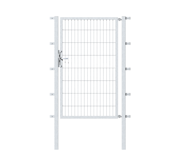 Single gate Flexo, type 6/5/6, Material: raw steel, Surface: hot-dip galvanised passivated, for setting in concrete, Nominal width: 2000 mm, Clear width: 2015 mm, Clearance width: 1901 mm, Height: 2000 mm, Post length: 2700 mm, Post thickness: 80 x 80 mm, Frame width: 1925 mm, Frame thickness: 40 x 40 mm, Mesh width: 50 x 200 mm, 15-year warranty against rusting through