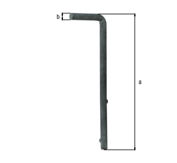 Bodenschieber für Wellengittertore, Material: Stahl roh, Oberfläche: feuerverzinkt, Gesamthöhe: 240 mm, Durchmesser: 12 mm, 15 Jahre Garantie gegen Durchrosten