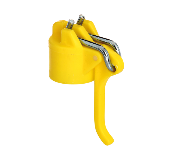 Line tensioner head for clothesline posts, Material: plastic, colour: yellow, For tube-Ø: 42 mm
