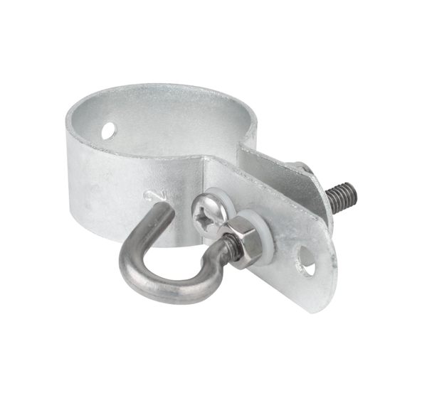 Clip for fixing mesh tension bars, Material: raw steel, Surface: hot-dip galvanised, Circlip dia.: 42 mm, 15-year warranty against rusting through