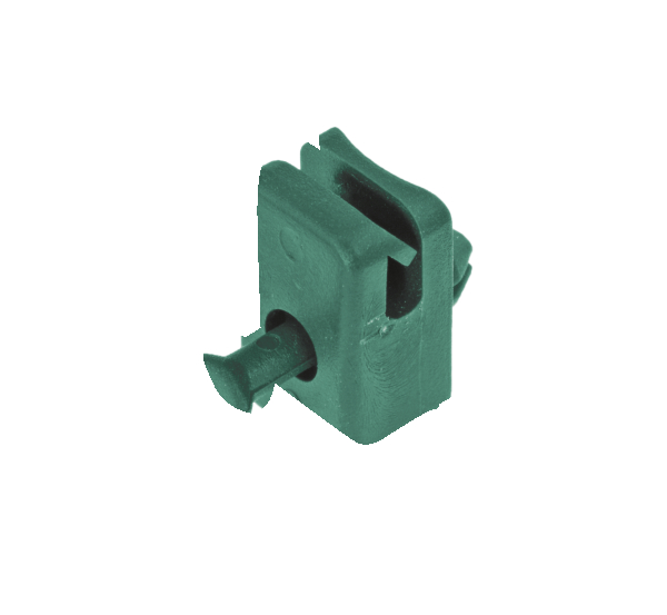 Tension wire holder with rivet pin, Material: plastic, colour: green
