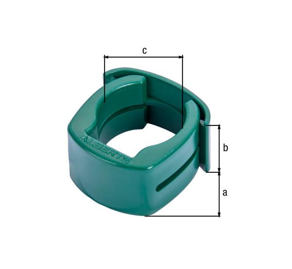 Fix-Clip Pro®, do mocowania siatek spawanych do słupków ogrodzeniowych, materiał: tworzywo sztuczne, kolor: zielony, Zawartość J.sp.: 3 szt., Długość: 43 mm, Szerokość: 43 mm, Wysokość: 25 mm, dla średnicy słupków: 34 mm