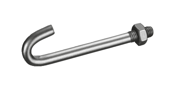 Hook screw for fixing double bar grating panels, Material: raw steel, Surface: hot-dip galvanised, For posts-Ø: 60 mm, For posts: 60 x 40 mm, Screw: M8, Screw length: 90 mm, Hole: Ø9 mm, 15-year warranty against rusting through