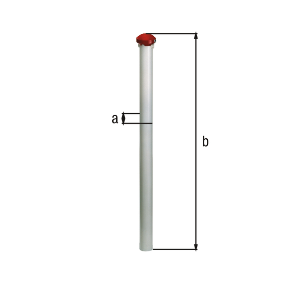 Bollard standard GAH, Material: raw steel, Surface: galvanised, white powder-coated, for setting in concrete, Post dia.: 60 mm, Height above ground: 1000 mm, Total length of post: 1400 mm, No. of eyes: 2