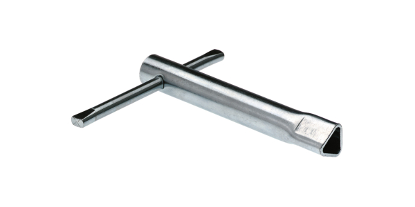 Triangular key for barrier posts with triangle lock, socket wrench, Material: raw steel, Surface: galvanised, Width: 12.5 mm
