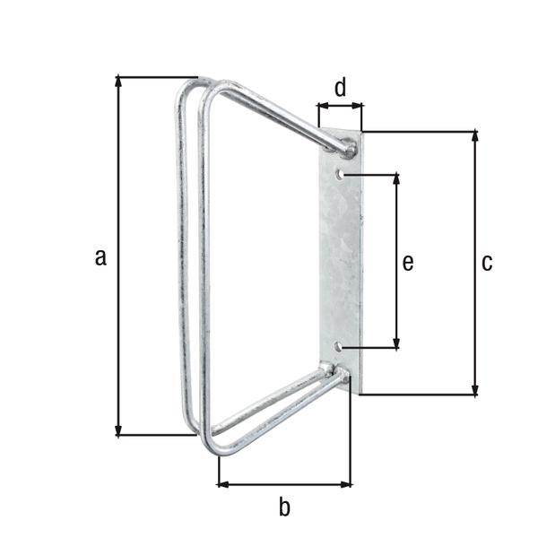 Single bicycle holder, for fixing to the wall, Material: raw steel, Surface: hot-dip galvanised, eye height: 350 mm, Bracket depth: 170 mm, Plate length: 240 mm, Plate width: 45 mm, Distance from middle to middle of hole: 161 mm, Stand angle: 45 °, Maximum clip distance: 20 - 42 mm