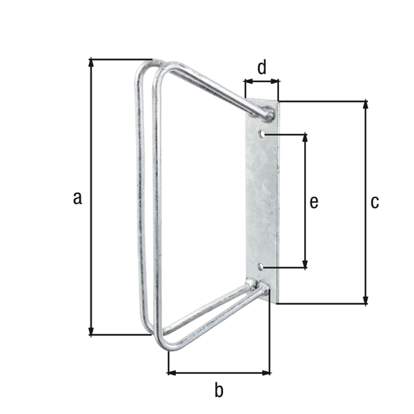 Support de vélos de ville, pour fixation murale, Matériau: Acier brut, Finition: galvanisée à chaud, Hauteur d'étrier: 350 mm, 170 mm, Longueur de platine: 240 mm, Largeur de platine: 45 mm, Écartement du centre au centre du trou: 161 mm, Support dans un angle de: 45 °, Distance entre les deux bras: 20 - 42 mm