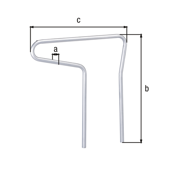 Bicycle parking rail Single, Material: raw steel, Surface: hot-dip galvanised passivated, for setting in concrete, eye-Ø: 48 mm, eye height: 1300 mm, Width: 1250 mm, Height above ground: 800 mm