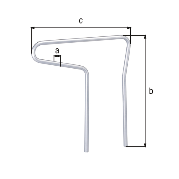 Fahrrad-Anlehnbügel Single, Material: Stahl roh, Oberfläche: feuerverzinkt passiviert, zum Einbetonieren, Bügel-Ø: 48 mm, Bügelhöhe: 1300 mm, Breite: 1250 mm, Höhe über Boden: 800 mm