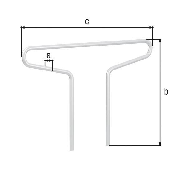 Bicycle parking rail Double, Material: raw steel, Surface: hot-dip galvanised passivated, for setting in concrete, eye-Ø: 48 mm, eye height: 1300 mm, Width: 1800 mm, Height above ground: 800 mm