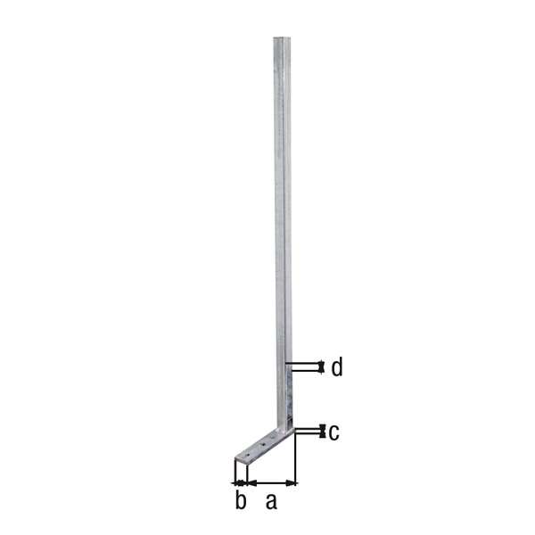 Universal post, Material: raw steel, Surface: hot-dip galvanised, for screwing on, Plate length: 200 mm, Plate width: 40 mm, Width post: 30 mm, Depth of post: 30 mm, Length: 950 mm, Material thickness: 10.00 mm, No. of holes: 2, Hole: Ø10.5 mm