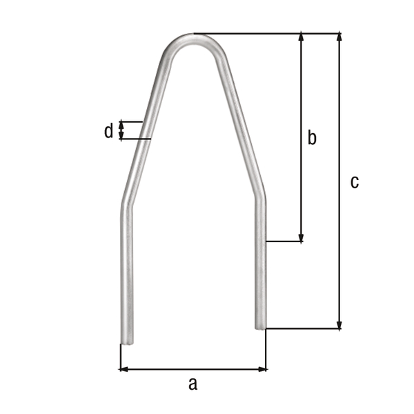 Schutzbügel Safety, Material: Stahl roh, Oberfläche: feuerverzinkt passiviert, zum Einbetonieren, Breite: 800 mm, Höhe über Boden: 1000 mm, Bügelhöhe: 1500 mm, Pfosten-Ø: 60 mm