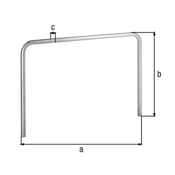 Schutzbügel Ratio ohne Querrohr, Material: Stahl roh, Oberfläche: feuerverzinkt passiviert, zum Einbetonieren, Breite: 1000 mm, Bügelhöhe: 800 mm, Pfosten-Ø: 48 mm