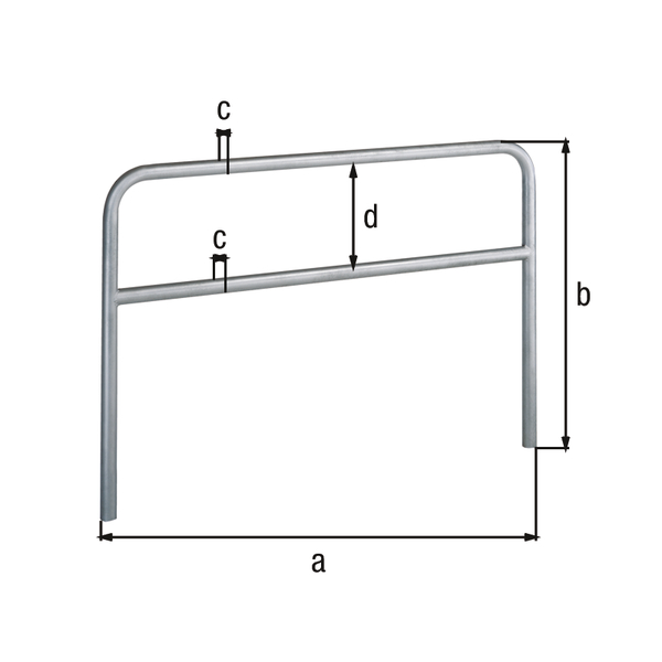 Perimeter barrier Ratio with transverse tubing, Material: raw steel, Surface: hot-dip galvanised passivated, for setting in concrete, Width: 1000 mm, eye height: 800 mm, Post dia.: 48 mm, Distance of cross-beam: 202 mm