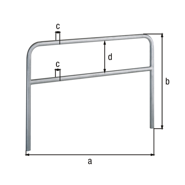 Perimeter barrier Ratio with transverse tubing, Material: raw steel, Surface: hot-dip galvanised passivated, for setting in concrete, Width: 2500 mm, eye height: 800 mm, Post dia.: 48 mm, Distance of cross-beam: 202 mm