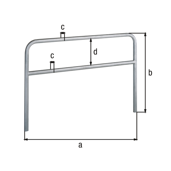 Perimeter barrier Ratio with transverse tubing, Material: raw steel, Surface: hot-dip galvanised passivated, for setting in concrete, Width: 3000 mm, eye height: 800 mm, Post dia.: 48 mm, Distance of cross-beam: 202 mm