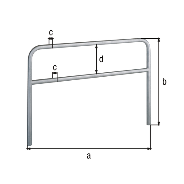 Perimeter barrier Ratio with transverse tubing, Material: raw steel, Surface: hot-dip galvanised passivated, for setting in concrete, Width: 1000 mm, eye height: 1000 mm, Post dia.: 48 mm, Distance of cross-beam: 302 mm