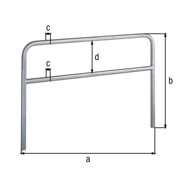 Perimeter barrier Ratio with transverse tubing, Material: raw steel, Surface: hot-dip galvanised passivated, for setting in concrete, Width: 2000 mm, eye height: 1000 mm, Post dia.: 48 mm, Distance of cross-beam: 302 mm