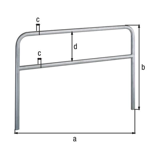 Perimeter barrier Ratio with transverse tubing, Material: raw steel, Surface: hot-dip galvanised passivated, for setting in concrete, Width: 2000 mm, eye height: 1500 mm, Post dia.: 48 mm, Distance of cross-beam: 452 mm