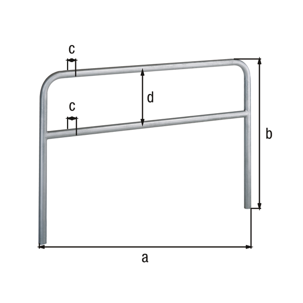 Perimeter barrier Ratio with transverse tubing, Material: raw steel, Surface: hot-dip galvanised passivated, for setting in concrete, Width: 3000 mm, eye height: 1500 mm, Post dia.: 48 mm, Distance of cross-beam: 452 mm