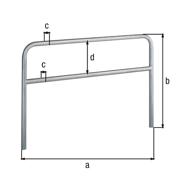 Perimeter barrier Ratio with transverse tubing, Material: raw steel, Surface: hot-dip galvanised passivated, for setting in concrete, Width: 1000 mm, eye height: 800 mm, Post dia.: 60 mm, Distance of cross-beam: 190 mm