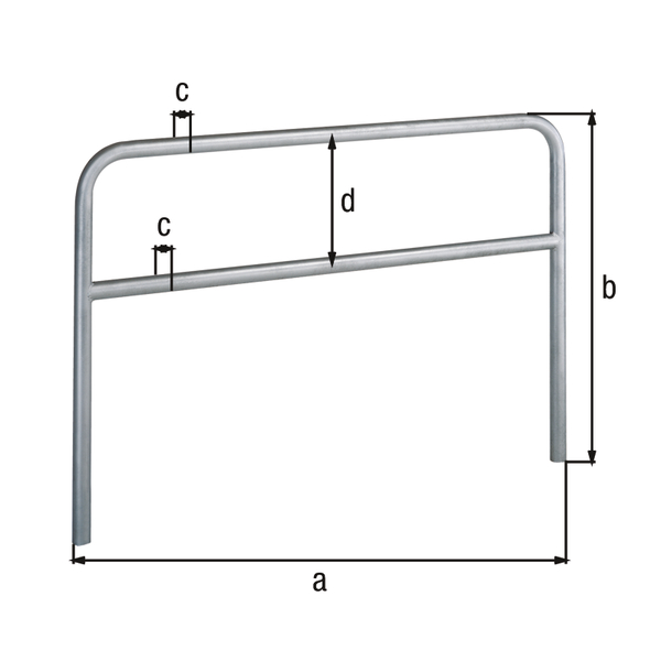 Perimeter barrier Ratio with transverse tubing, Material: raw steel, Surface: hot-dip galvanised passivated, for setting in concrete, Width: 2000 mm, eye height: 800 mm, Post dia.: 60 mm, Distance of cross-beam: 190 mm