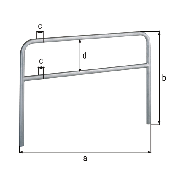 Perimeter barrier Ratio with transverse tubing, Material: raw steel, Surface: hot-dip galvanised passivated, for setting in concrete, Width: 2500 mm, eye height: 800 mm, Post dia.: 60 mm, Distance of cross-beam: 190 mm