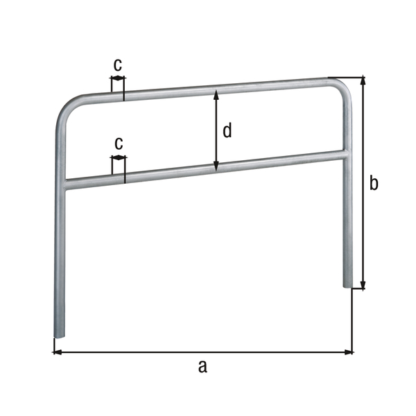 Perimeter barrier Ratio with transverse tubing, Material: raw steel, Surface: hot-dip galvanised passivated, for setting in concrete, Width: 1000 mm, eye height: 1000 mm, Post dia.: 60 mm, Distance of cross-beam: 290 mm