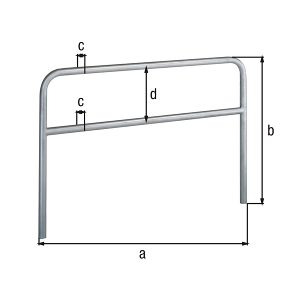 Perimeter barrier Ratio with transverse tubing, Material: raw steel, Surface: hot-dip galvanised passivated, for setting in concrete, Width: 1000 mm, eye height: 1500 mm, Post dia.: 60 mm, Distance of cross-beam: 440 mm