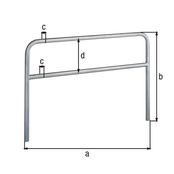 Perimeter barrier Ratio with transverse tubing, Material: raw steel, Surface: hot-dip galvanised passivated, for setting in concrete, Width: 2000 mm, eye height: 1500 mm, Post dia.: 60 mm, Distance of cross-beam: 440 mm