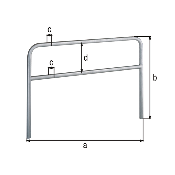 Perimeter barrier Ratio with transverse tubing, Material: raw steel, Surface: hot-dip galvanised passivated, for setting in concrete, Width: 2500 mm, eye height: 1500 mm, Post dia.: 60 mm, Distance of cross-beam: 440 mm