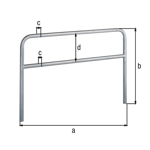 Perimeter barrier Ratio with transverse tubing, Material: raw steel, Surface: hot-dip galvanised passivated, for setting in concrete, Width: 3000 mm, eye height: 1500 mm, Post dia.: 60 mm, Distance of cross-beam: 440 mm