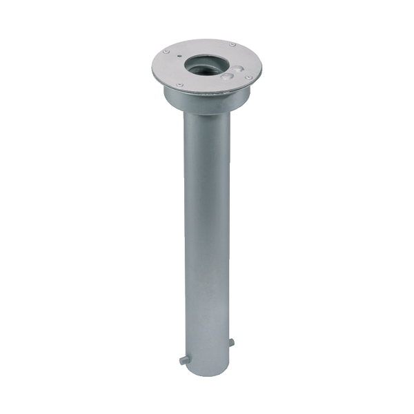 Ground sleeve for round bollards, self-adhesive, Material: raw steel, Surface: hot-dip galvanised passivated, for setting in concrete, Item description: Without protective cap, Length: 460 mm