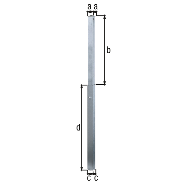 Absperrpfosten Quicky, versenkbar, Material: Stahl roh, Oberfläche: feuerverzinkt passiviert, zum Einbetonieren, Pfosten: 70 x 70 mm, Höhe über Boden: 1000 mm, Vierkantrohr: 80 x 80 mm, Länge Bodenhülse: 1100 mm