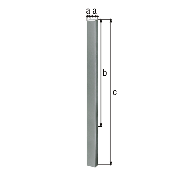 Absperrpfosten Standard SK, eckig, Material: Stahl roh, Oberfläche: feuerverzinkt, zum Einbetonieren, Pfosten: 70 x 70 mm, Höhe über Boden: 1000 mm, Gesamtlänge Pfosten: 1500 mm, Anzahl Ösen: 0
