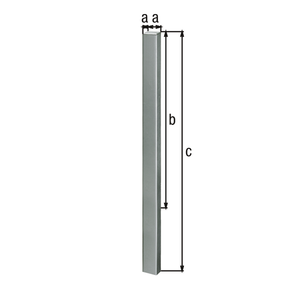 Bollard standard SK, angular, Material: raw steel, Surface: hot-dip galvanised, for setting in concrete, Post: 70 x 70 mm, Height above ground: 1000 mm, Total length of post: 1500 mm, No. of eyes: 0