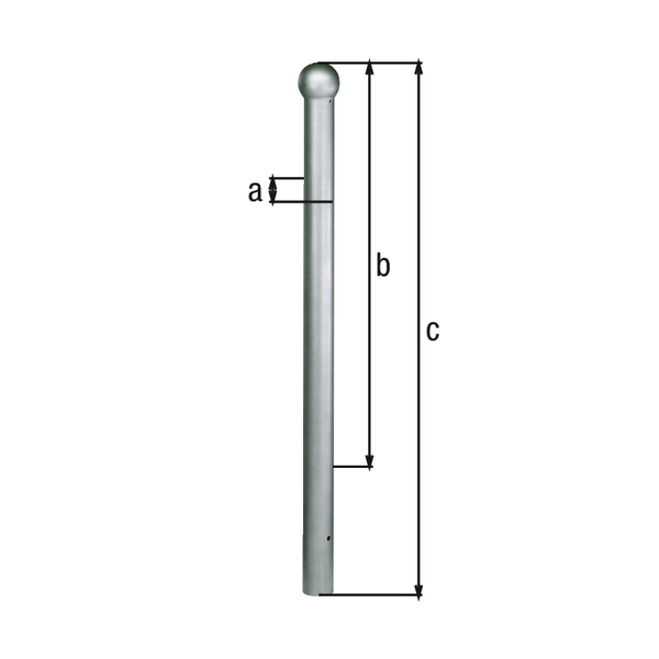 Absperrpoller Rustikal, Material: Stahl roh, Oberfläche: feuerverzinkt passiviert, zum Einbetonieren, Pfosten-Ø: 89 mm, Höhe über Boden: 1000 mm, Gesamtlänge Pfosten: 1400 mm