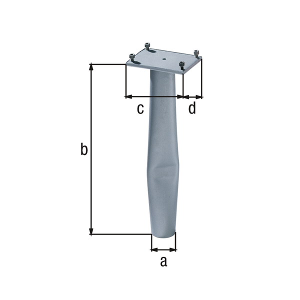 Bodenhülse für Absperrpfosten Klappy, Little, Locky, Stoppy, Material: Stahl roh, Oberfläche: feuerverzinkt passiviert, zum Einbetonieren, Bodenhülsen-Ø: 60 mm, Länge Bodenhülse: 400 mm, Plattenlänge: 150 mm, Plattenlänge: 100 mm