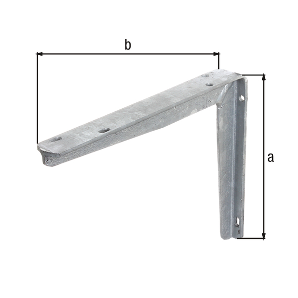 Shelf bracket, made of T profile, Material: raw steel, Surface: hot-dip galvanised, Height: 200 mm, Depth: 250 mm, Max. load capacity: 225 kg