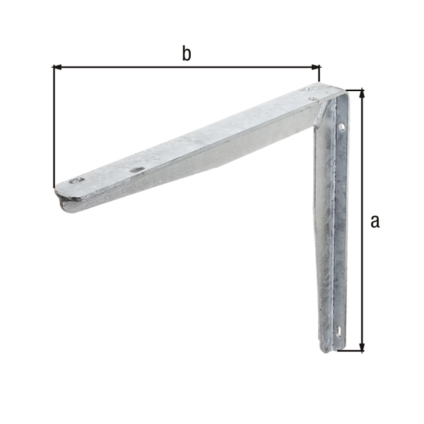 Shelf bracket, made of T profile, Material: raw steel, Surface: hot-dip galvanised, Height: 250 mm, Depth: 300 mm