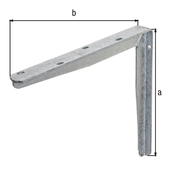 Shelf bracket, made of T profile, Material: raw steel, Surface: hot-dip galvanised, Height: 300 mm, Depth: 400 mm, Max. load capacity: 145 kg, T iron: 40 x 40 x 5 mm
