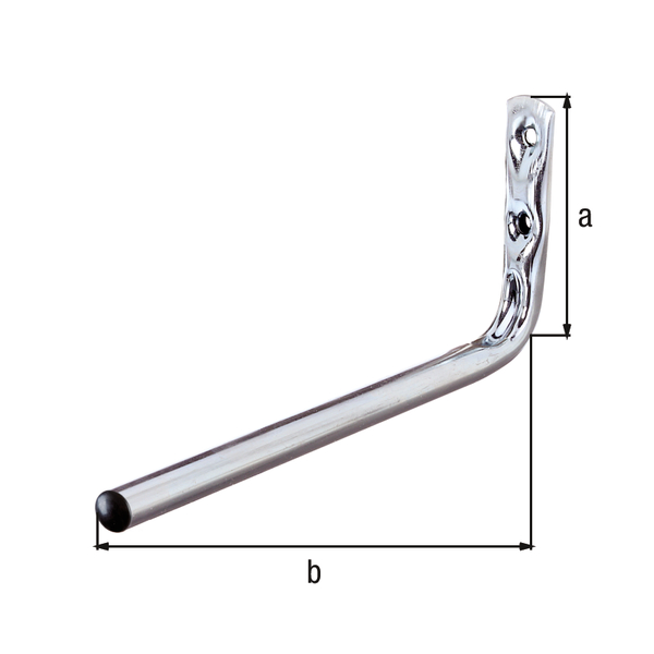 Gancio a parete, diritto, Materiale: acciaio grezzo, superficie: zincata blu, altezza: 70 mm, Profondità: 175 mm, Portata max.: 5 kg, Tubo-Ø: 12 mm