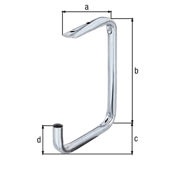 Gancio a soffitto, angolato, Materiale: acciaio grezzo, superficie: zincata blu, Profondità: 70 mm, altezza totale: 160 mm, 110 mm, 50 mm, Portata max.: 10 kg, Tubo-Ø: 12 mm