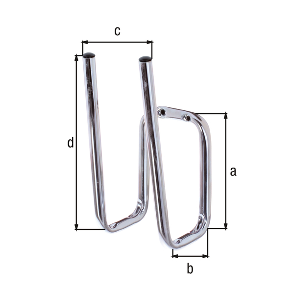 Stiefelhalter, abgewinkelt, für ein Paar Stiefel, Material: Stahl roh, Oberfläche: galvanisch blau verzinkt, Höhe: 120 mm, Tiefe: 60 mm, Breite: 90 mm, Höhe Halter: 200 mm, Belastung max.: 5 kg, Rohr-Ø: 12 mm